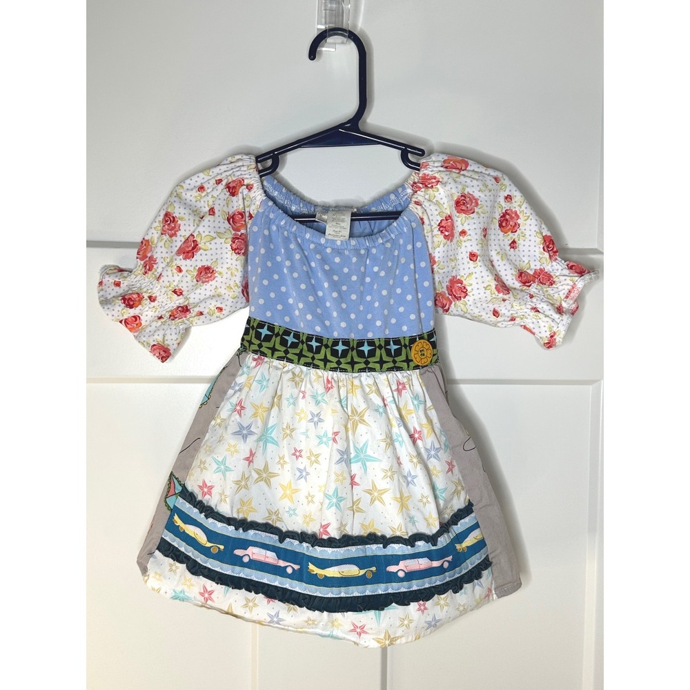 Matilda Jane Girls Mixed Print Kite Star‎ Car Dress Size 2 T1524 Multicolored